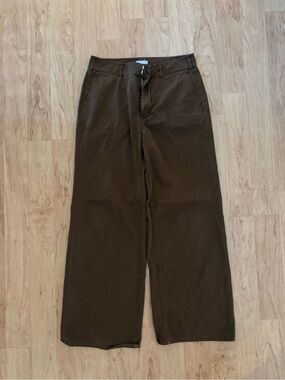 Good American Wide-Leg Chinos in Dark Brown